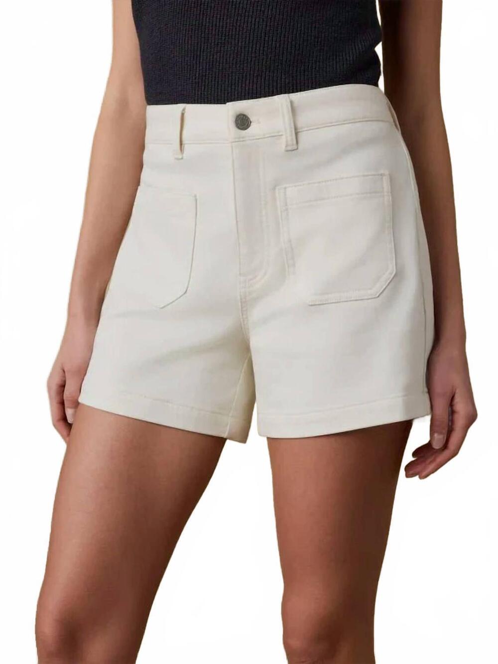 NEW FAHERTY stretch terry patch pocket shorts in cream